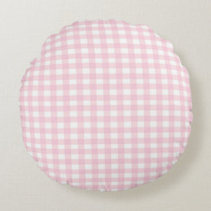 Pink Gingham Round Cushion