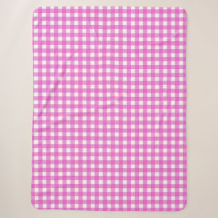 Pink gingham sherpa blanket