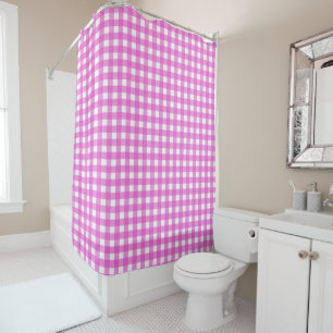 Pink gingham shower curtain