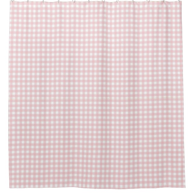Pink gingham shower curtain (Front)