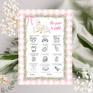 Pink Gingham Silly Goose Price is Right Baby Game