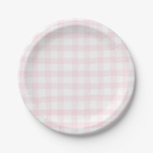 Pink gingham simple small checks plaid plates