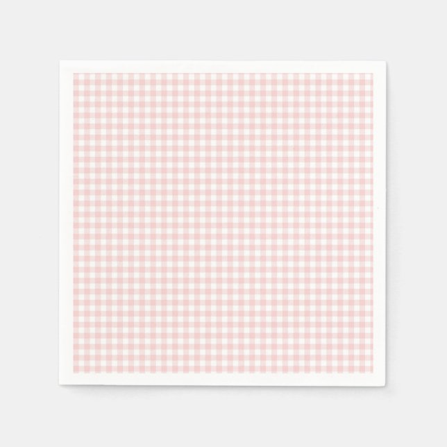 Pink Gingham Spring Birthday Party Napkin (Front)