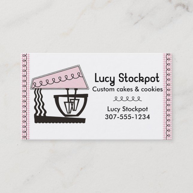 Pink gingham stand mixer bakery cake cookies card (Front)