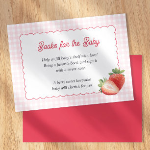 Pink Gingham Strawberry-Books for Baby Cards