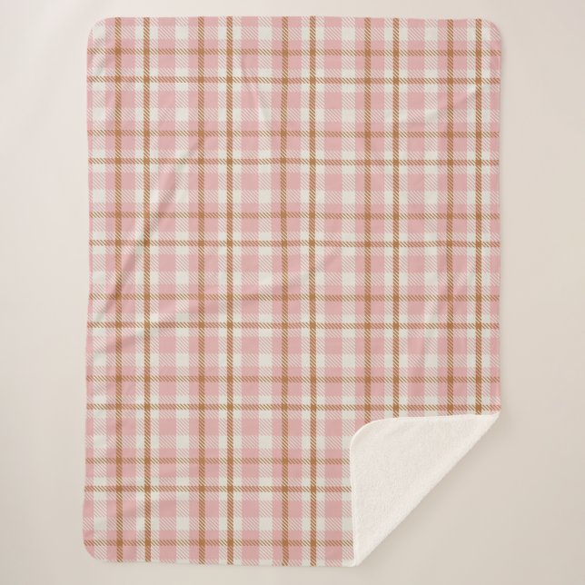Pink Gingham tartan buffalo plaid summer picnic Sherpa Blanket (Front)