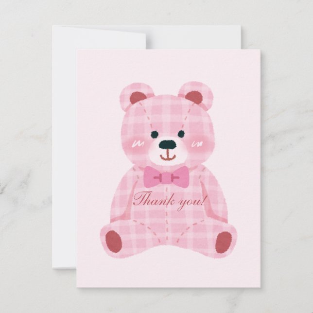 Pink Gingham Teddy Card (Front)