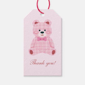 Pink Gingham Teddy Gift Tags