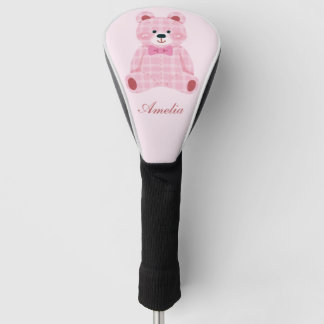 Pink Gingham Teddy Golf Head Cover