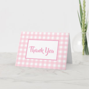 Pink Gingham Thank You Card