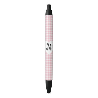 Pink Gingham with a Heart Black Ink Pen