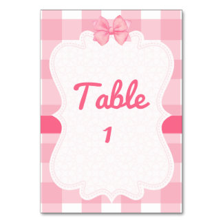 Pink Gingham with Bow Table Number