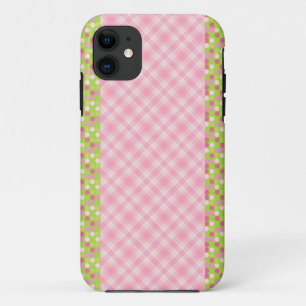 Pink Ginham and Dots iPhone 11 Case