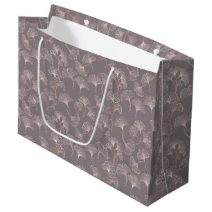 Pink Ginkgo Leaf Botanical Pattern Large Gift Bag