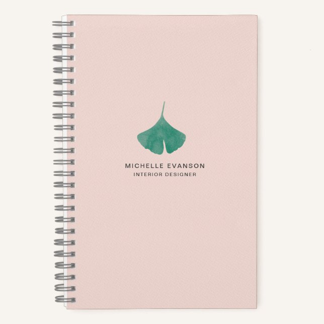 Pink Ginkgo Leaf Simple Nature Notebook (Front)