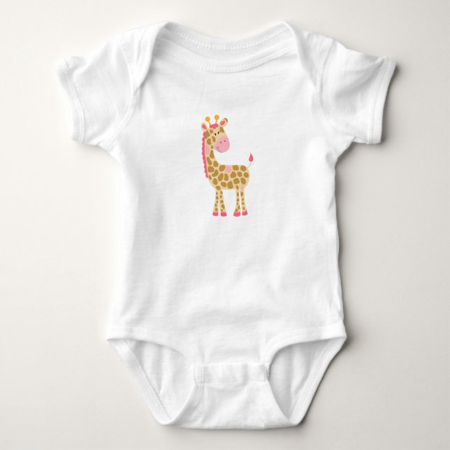 Pink Giraffe Baby Bodysuit (Front)