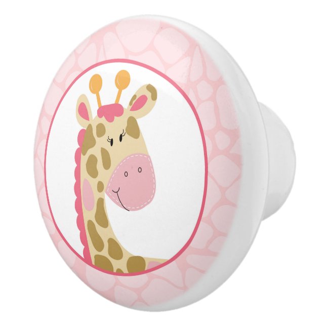 Pink Giraffe Baby Girl Nursery Jungle Cute Ceramic Knob (Right)