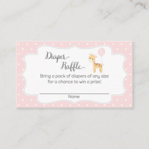 Pink Giraffe Baby Shower Diaper Raffle Tickets Enclosure Card