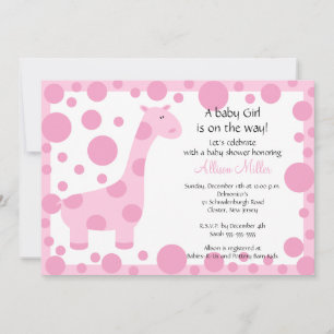 Pink Giraffe Baby Shower Invitation