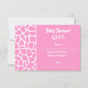 Pink Giraffe Baby Shower RSVP Card