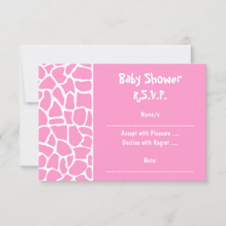 Pink Giraffe Baby Shower RSVP Card