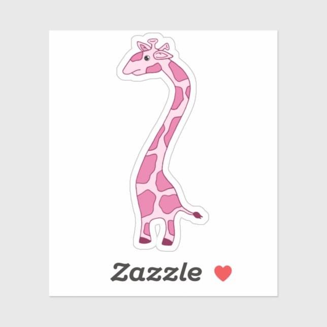 Pink Giraffe Cartoon Laptop Sticker (Sheet)