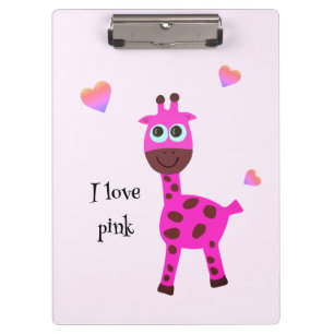 Pink giraffe clipboard