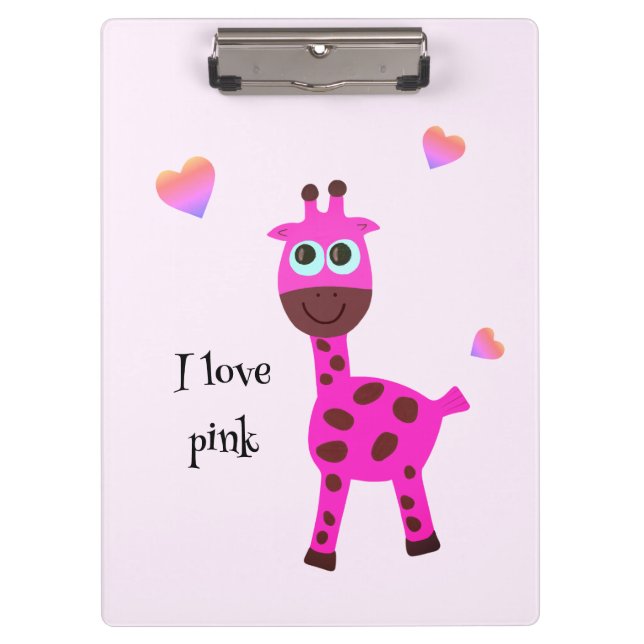 Pink giraffe clipboard (Front)