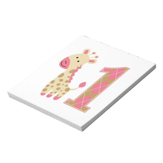 Pink Giraffe First Birthday Notepad (Rotated)
