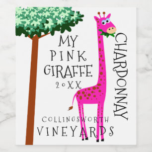 Pink Giraffe Funny Homemade Wine Label