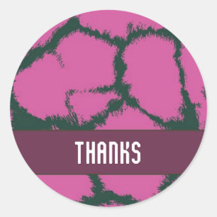 Pink Giraffe Fur Pattern Thank You Classic Round Sticker