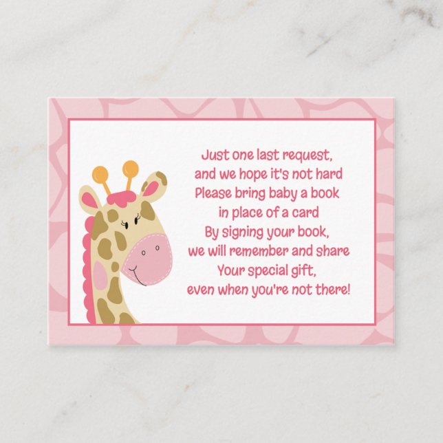 Pink Giraffe Girl Enclosure Book Request Cards (Front)