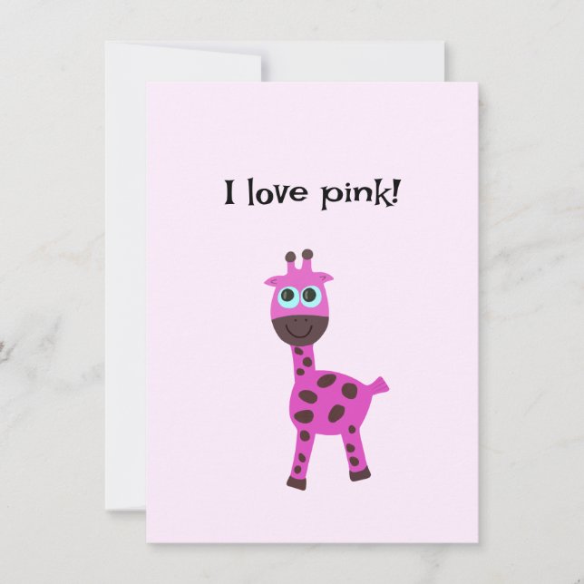Pink giraffe holiday card (Front)