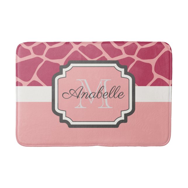 Pink Giraffe Pattern Bath Mat (Front)