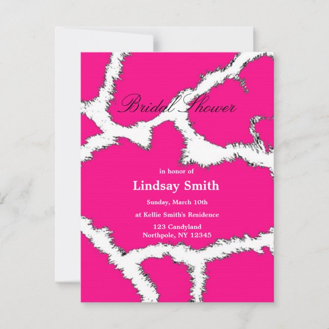 Pink Giraffe Pattern Bridal Shower Invitation (Front)