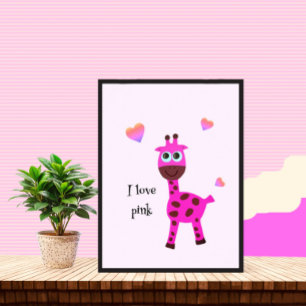 Pink giraffe poster