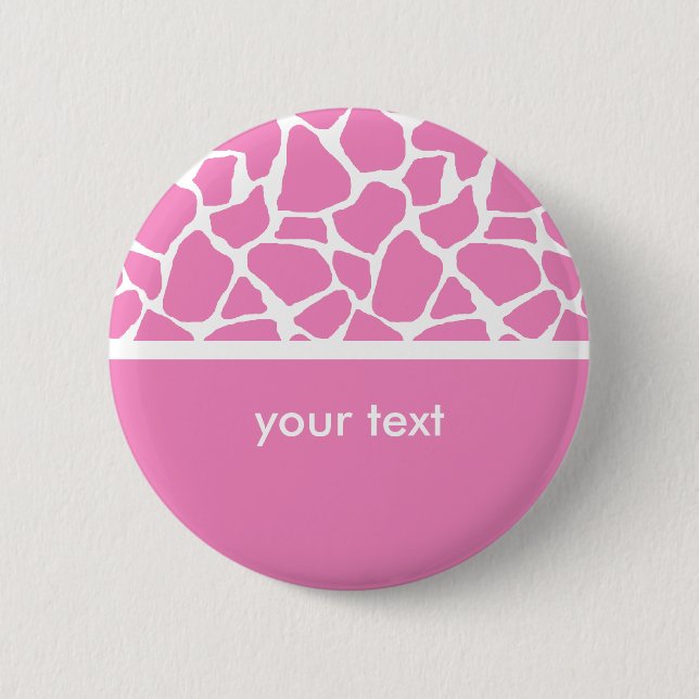 Pink Giraffe Print Customisable Button (Front)