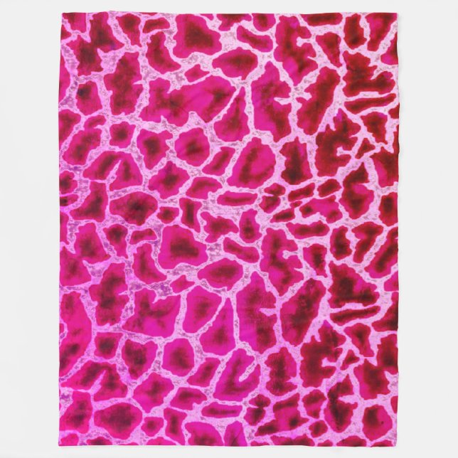 Pink Giraffe Print Fleece Blanket (Front)