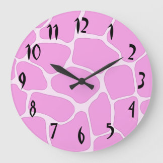 Pink Giraffe Print Wall Clock