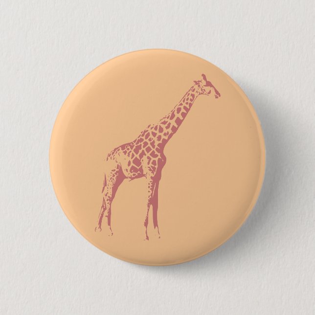 Pink Giraffe Sketch 6 Cm Round Badge (Front)