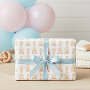 Pink Giraffe Wrapping Paper Sheets