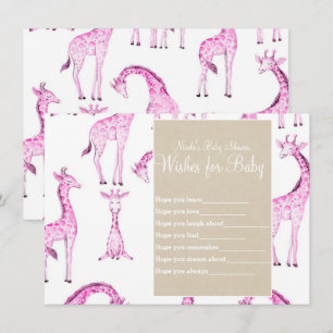Pink Giraffes & Kraft Wishes for Baby Shower Game Invitation
