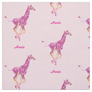pink giraffes personalizable fabric