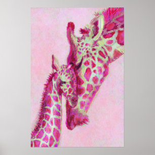 pink giraffes poster