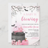 Pink Girl A Baby is Brewing Halloween Baby Shower