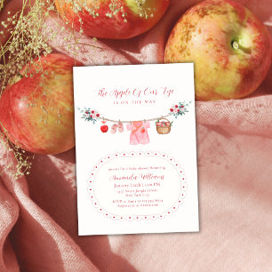 Pink Girl Apple Of Our Eye Clothesline Baby Shower Invitation