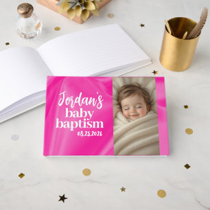 Pink Girl Baby Baptism Christening Guest Book