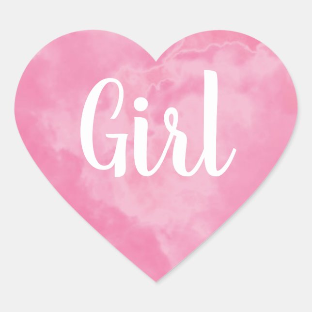 Pink Girl Baby Gender Reveal Smoke Bomb Party Heart Sticker (Front)