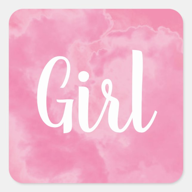 Pink Girl Baby Gender Reveal Smoke Bomb Party Square Sticker (Front)