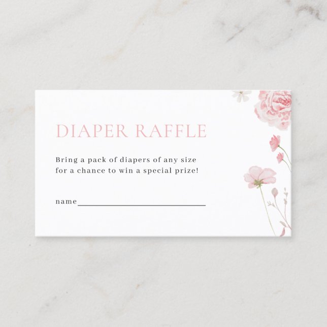 Pink Girl Baby in Bloom Diaper Raffle Card (Front)